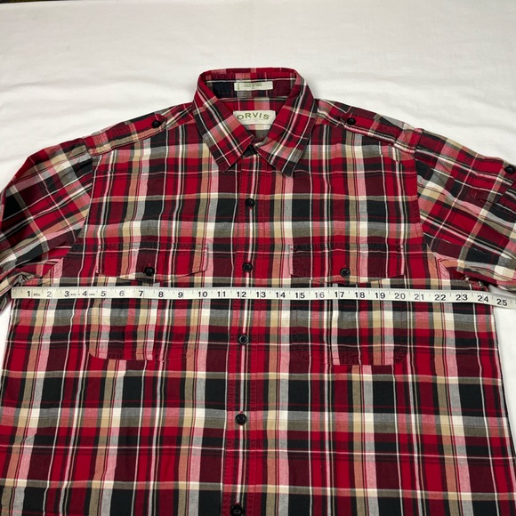 Orvis Mens Lightweight Button Down Hiking Shirt Sz Large Plaid Red/Black A9 - Picture 7 of 8